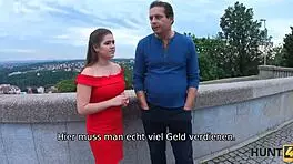 hey, lucky hunter, why seduce this cute chick with her poor dad watching for cash?