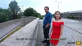 hey, lucky hunter, why seduce this cute chick with her poor dad watching for cash?