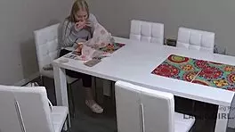 Blonde teen 18+ begs step-dad for a sticky finish