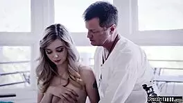 Older Man Convinces Petite Teen to Pose Nude