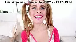 Lily Ford, 19yo cutie with pigtails, takes huge cock for pov blowjob and swallows massive load