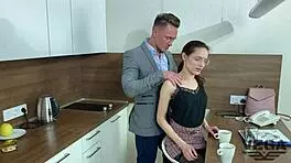 Director got wild fuckin’ that naughty teacher, oops, came on her glasses!