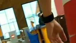 Young Girl Shows Off Her Tight Shorts And Nice Ass In The Market