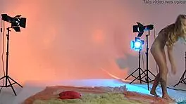 Teen Model with Golden Hair Strips Fully Nude at Photoshoot