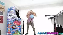 asian gamer teen gets hard fucked by monster cock