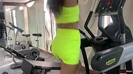 Trainer introduces new workout moves and bangs me hard during outdoor session. Gym session turned steamy fast.