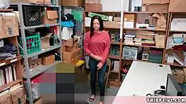 cute shoplifter chick caught for strip search and punish fuck