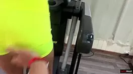 Trainer introduces new workout moves and bangs me hard during outdoor session. Gym session turned steamy fast.