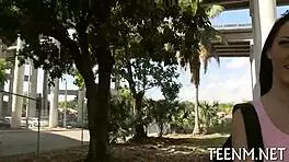 Why is legal teen Sabrina Banks fucking for dollars? She takes rough oral and pussy pounding