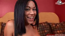 Wow! Young Brunette Latina Takes Mouth Cumshot Blast!