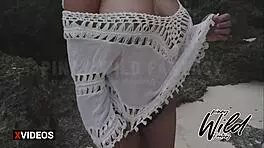 Horny Pinay wife toys herself on public Boracay beach