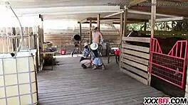 Farm Girls Sharing a Hard Cock in Country Ranch Action