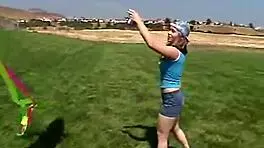 Teen rubbing her clit outdoors and sucking a popsicle - little 18+ april masturbates her pussy.