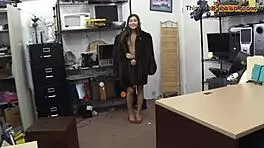 babe in furcoat spied on hidden cam gets pounded by pawn guy