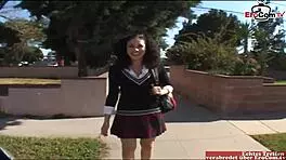 18yo Latina teen with natural tits picked up for car sex