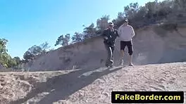 Strip search turns into wild outdoor action with a gorgeous blonde vixen