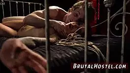 I fucks the man slave and punishes the blonde teen in the garage with bdsm