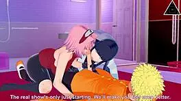 Koikatsu Naruto Sakura Hinata dominate in uncensored anime sex