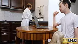 Porn blonde sneaks a blowjob to her stepbro. Then they have wild sex in a taboo scene.