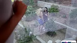 this lesbian couple is facesitting and tribbing their petite blonde neighbor