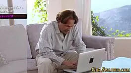 Stepdaughter surprises with deep blowjob on monster cock