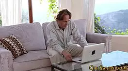 Stepdaughter surprises with deep blowjob on monster cock