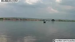 Czech girls flash shaved pussy in public voyeur clips