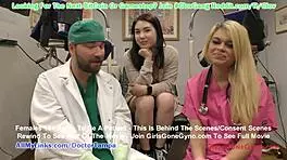 Busty Asian Mina Moon endures humiliating gyno exam for university entry