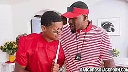 Black Teen 18+ Catches His Stepmom Sucking His Coach's Dick