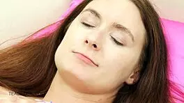 super cute teen 18+ has orgasm on sofa 😍