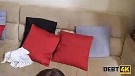 Adorable teen debtor sucks big cock then gets fucked for debt