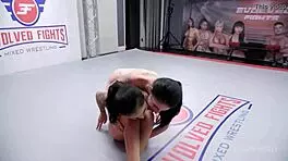 Lesbian wrestling gets wild as Sheena Rose dominates Avery Black with rough strapon action