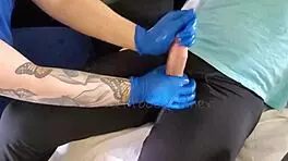 Curvy blonde nurse visits patient for handjob