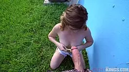 Hot teen 18+ kat gets caugh sneaking aroun the back yard