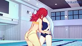 Ruri Hoshino and Festenia Muse in intense lesbian hentai play