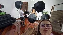 Alice Chilena and Samantha Munhoz engage in wild homemade fun with Binho Ted, featuring bareback and wet pussies.