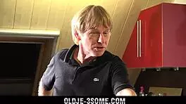 Hot horny teen 18+ enjoys threesome fuck with grandpa, pussy fucking, licking, and blowjob