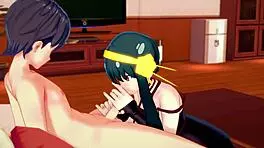 Spy X Family - Yor Sucks and Strokes Cock in Wild Hentai Mission Scene.