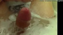 Helping my stepbrother relieve stress in the bathroom lots of cum on my hands