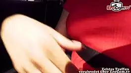German Brunette Slut Fucks in Car at Outdoor Meetup