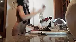 alice lemes prepares for hardbrazil scene, showing big ass and natural tits