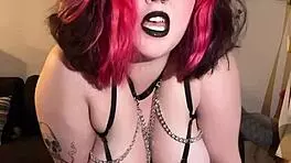 Goth mommy Vanessa Strawberry guides with redhead charm in jerk-off session