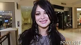 Gorgeous Sadine Godiva gives a rough blowjob with her small tits bouncing.