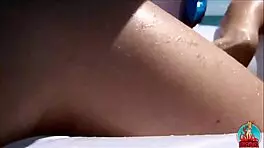 My Husband, My Unicorn, and Me Engage in Playful Activities on a Public Beach