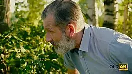 Old4k Beautiful Redhead With Glasses Rides Old Dick In The Woods. Fantasy Czech Cute Young 18+ Nature.