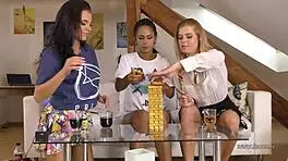 Eva Isabel And Chrissy Play Jenga With New PlayStation 5 At Home