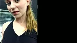 redhead with puffy boobs and big nipples has sex at the gym