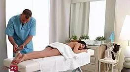 Slim4k - Exotic Teen 18+ Oiled Up for Masseur Creampie