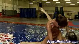 petite teen 18+s love to wrestle and lick in oil