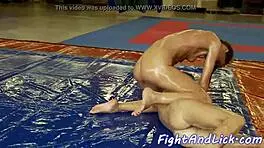 petite teen 18+s love to wrestle and lick in oil